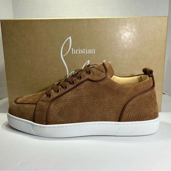 CHRISTIAN LOUBOUTIN RANTULOW ORLATO SNEAKERS BROWN GRAINED SUEDE SZ 44/11 NEW